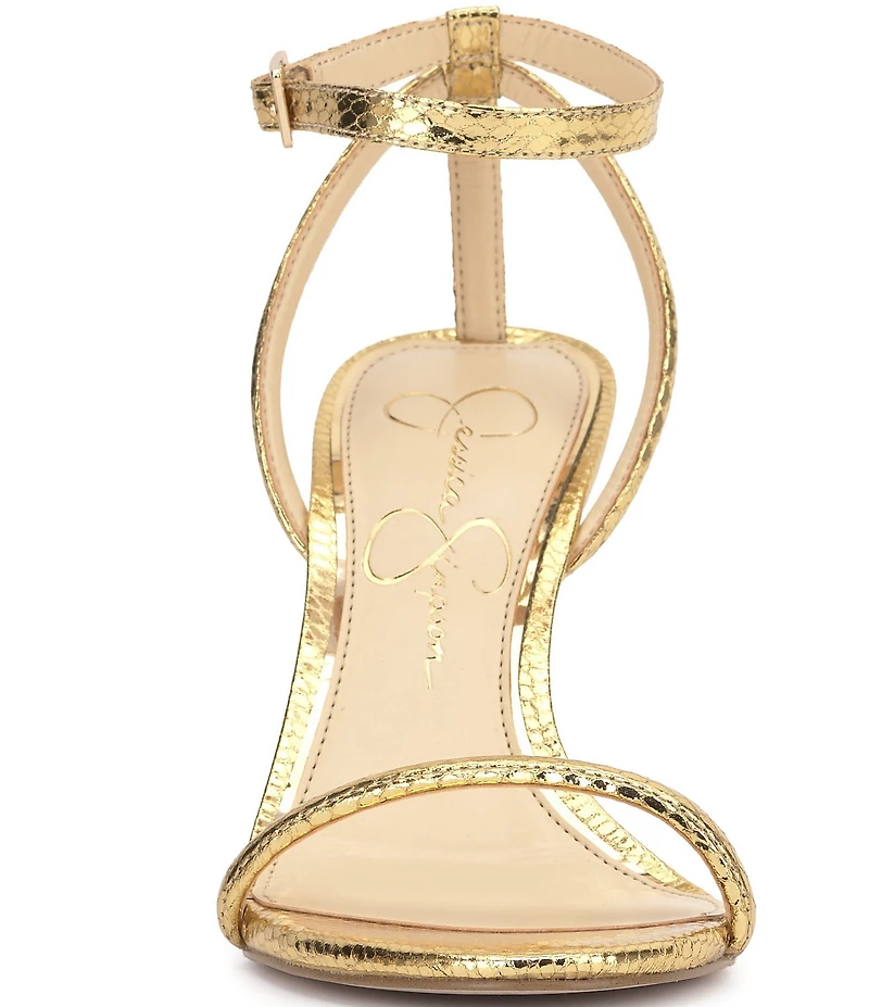 Jessica Simpson Baharia Embossed Metallic Ankle Strap Dress Sandals