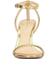 Jessica Simpson Baharia Embossed Metallic Ankle Strap Dress Sandals