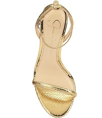 Jessica Simpson Baharia Embossed Metallic Ankle Strap Dress Sandals