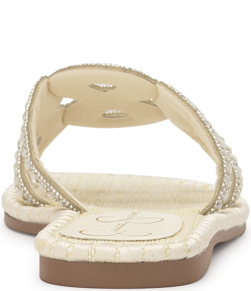 Jessica Simpson Bria Pearl and Rhinestone Embellished Slide Sandals