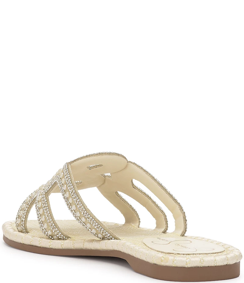 Jessica Simpson Bria Pearl and Rhinestone Embellished Slide Sandals