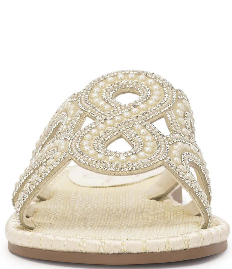 Jessica Simpson Bria Pearl and Rhinestone Embellished Slide Sandals