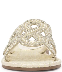 Jessica Simpson Bria Pearl and Rhinestone Embellished Slide Sandals