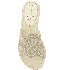 Jessica Simpson Bria Pearl and Rhinestone Embellished Slide Sandals