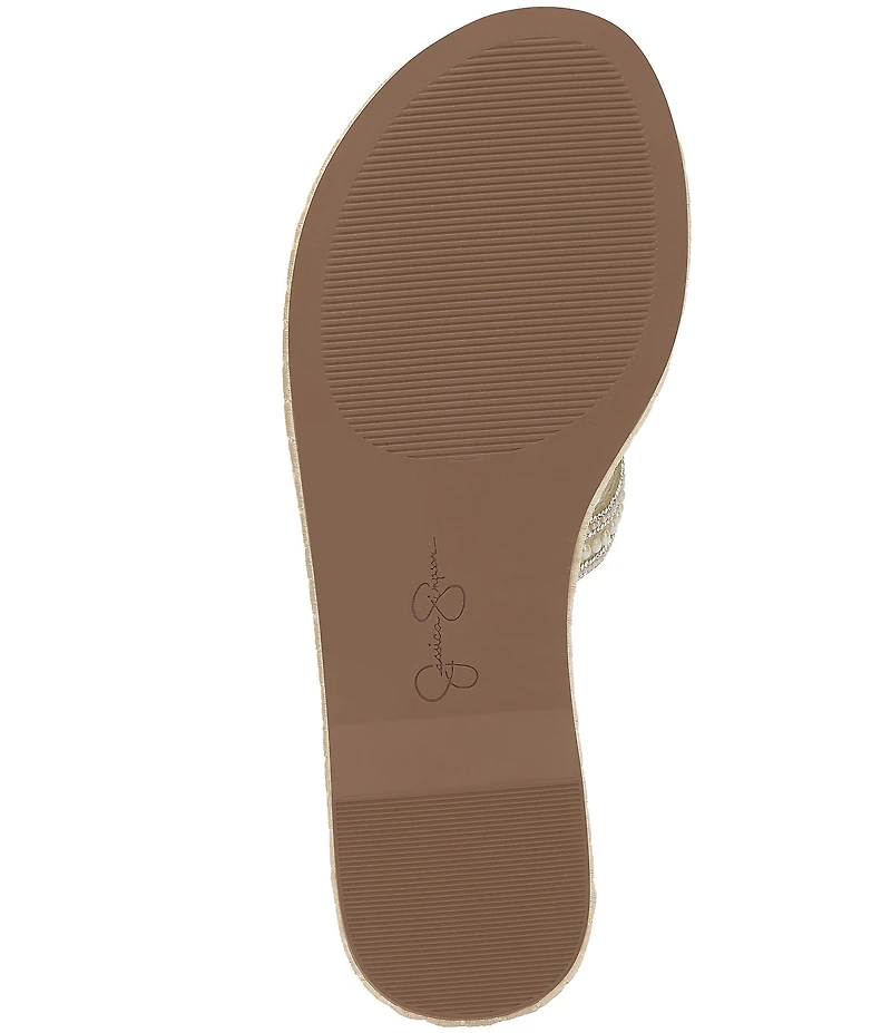 Jessica Simpson Bria Pearl and Rhinestone Embellished Slide Sandals