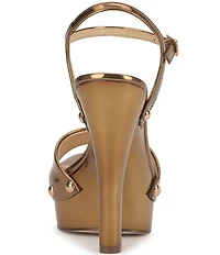 Jessica Simpson Calenta Metallic Patent Studded Platform Dress Sandals
