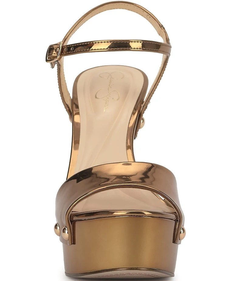 Jessica Simpson Calenta Metallic Patent Studded Platform Dress Sandals