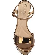 Jessica Simpson Calenta Metallic Patent Studded Platform Dress Sandals