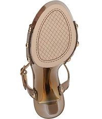 Jessica Simpson Calenta Metallic Patent Studded Platform Dress Sandals