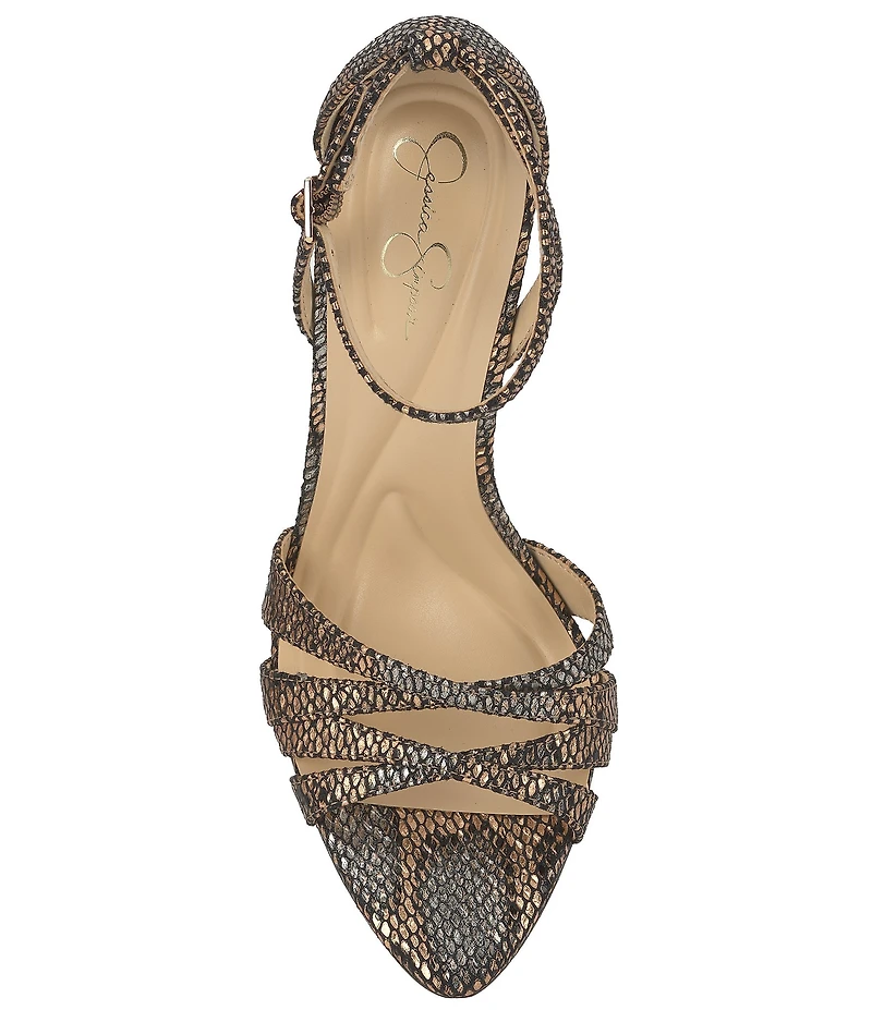 Jessica Simpson Calisa Metallic Embossed Strappy Dress Sandals