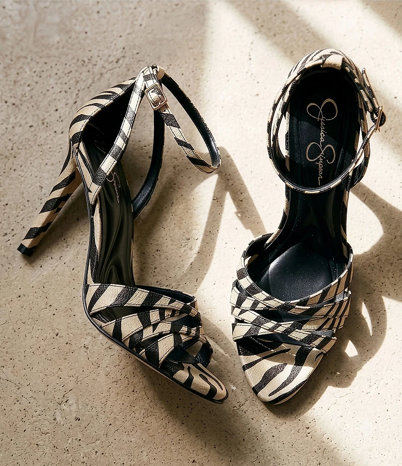 Jessica Simpson Calisa Zebra Print Strappy Dress Sandals