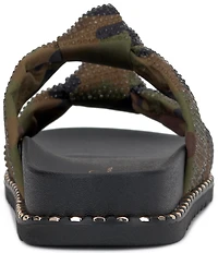 Jessica Simpson Caralyna Camo Rhinestone Banded Knot Studded Slide Sandals