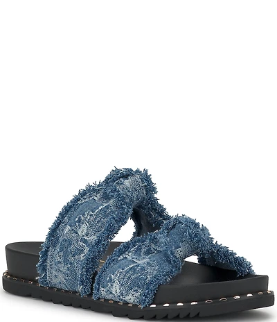 Jessica Simpson Caralyna Frayed Denim Knot Sandals