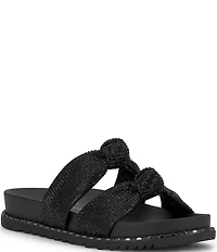 Jessica Simpson Caralyna Rhinestone Banded Knot Studded Slide Sandals