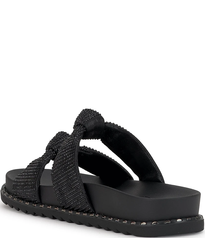 Jessica Simpson Caralyna Rhinestone Banded Knot Studded Slide Sandals