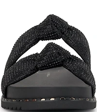 Jessica Simpson Caralyna Rhinestone Banded Knot Studded Slide Sandals
