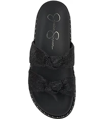 Jessica Simpson Caralyna Rhinestone Banded Knot Studded Slide Sandals