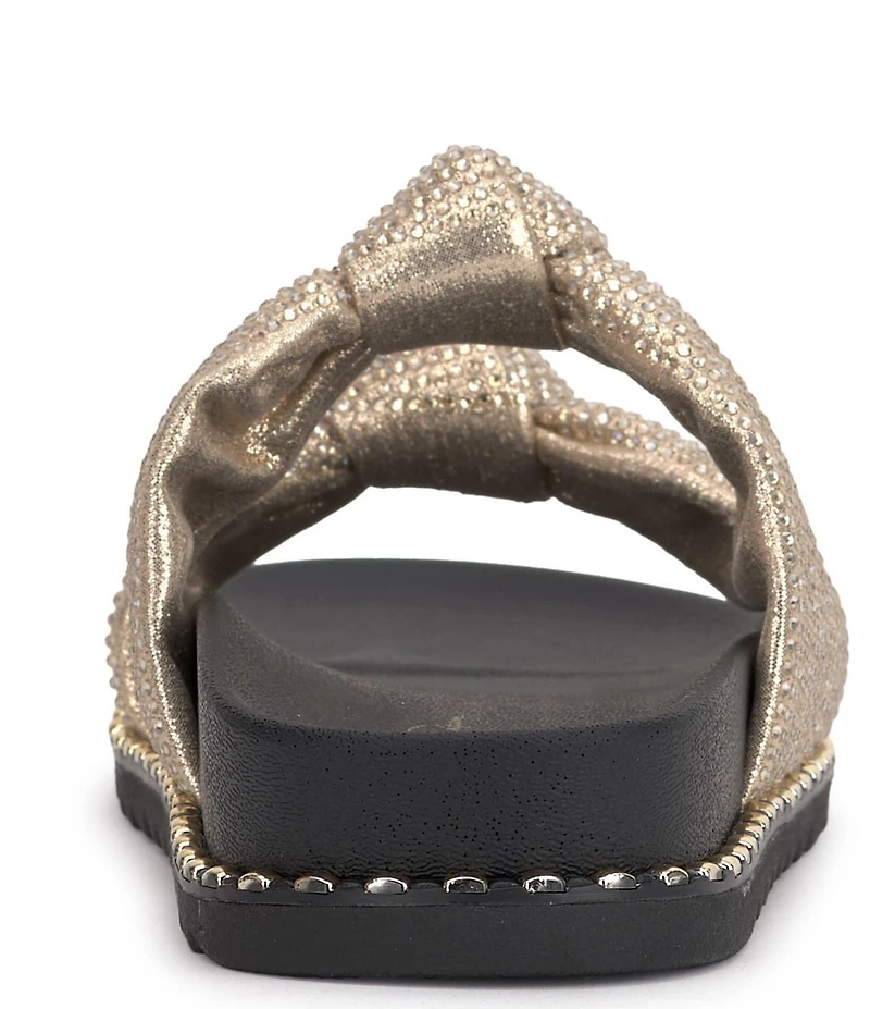 Jessica Simpson Caralyna Rhinestone Banded Knot Studded Slide Sandals