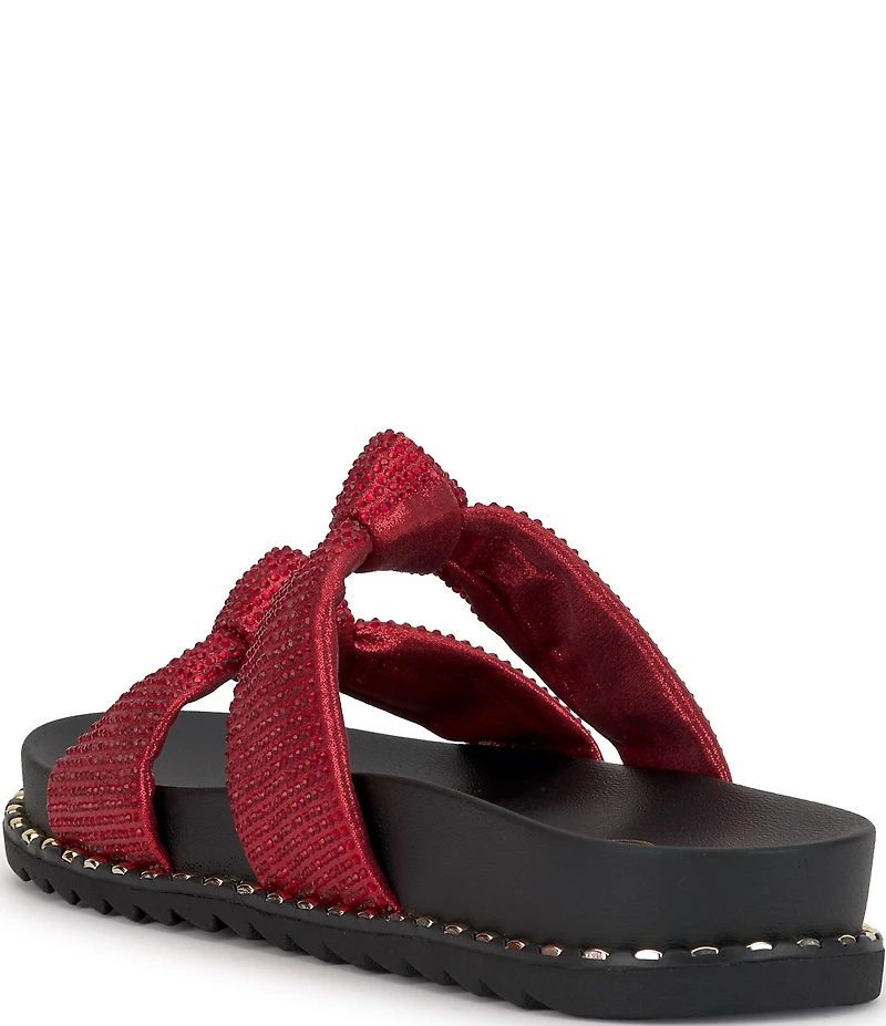 Jessica Simpson Caralyna Rhinestone Banded Knot Studded Slide Sandals
