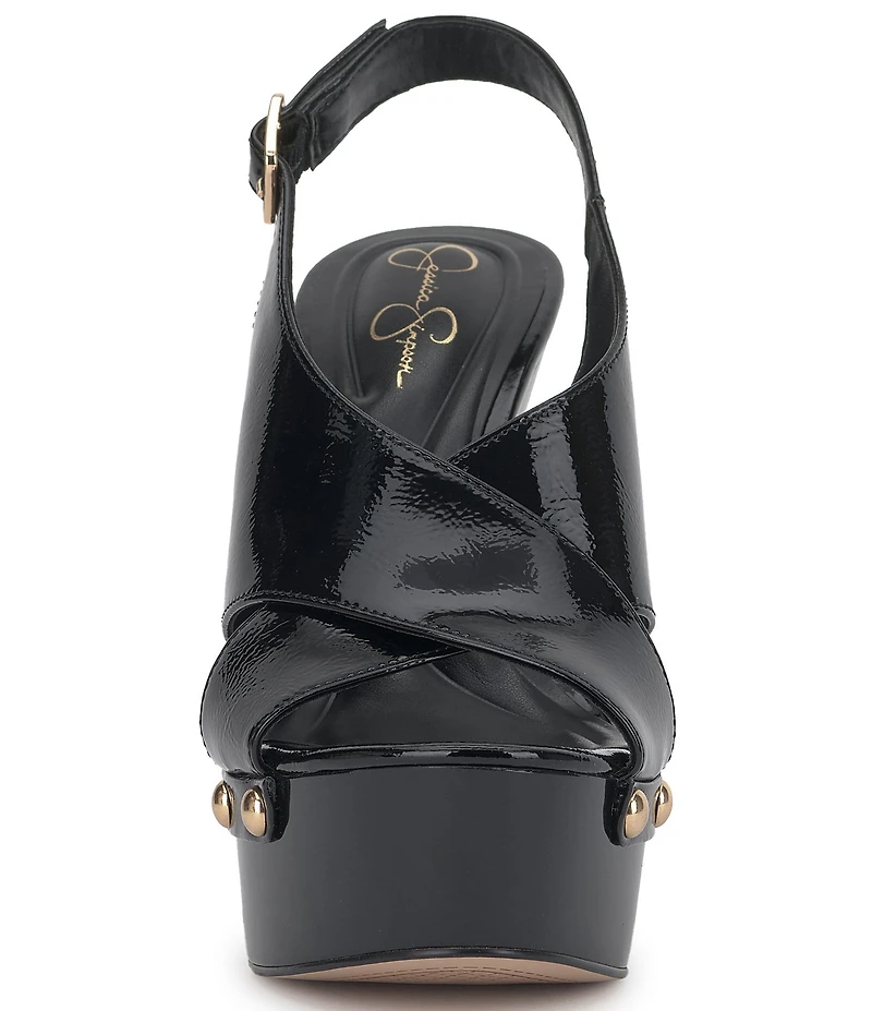 Jessica Simpson Caulira Patent Cross Strap Platform Sandals