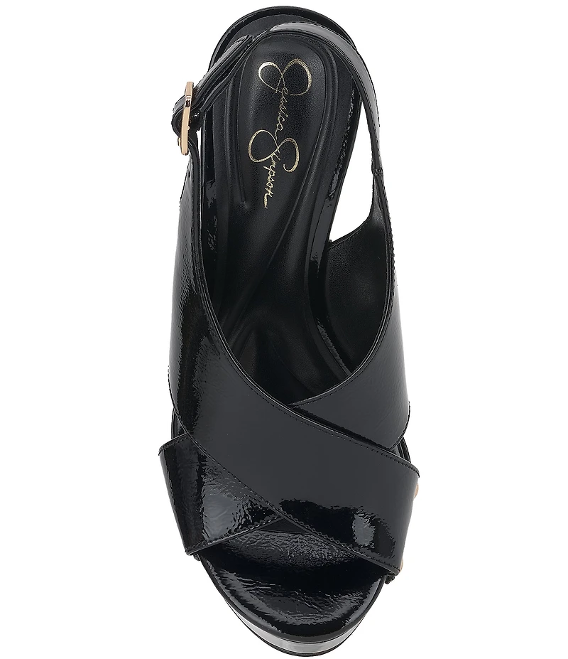 Jessica Simpson Caulira Patent Cross Strap Platform Sandals