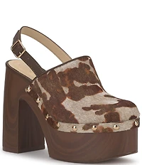 Jessica Simpson Cazea Animal Haircalf Studded Platform Clogs