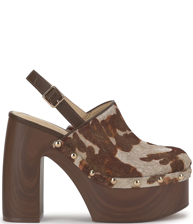 Jessica Simpson Cazea Animal Haircalf Studded Platform Clogs