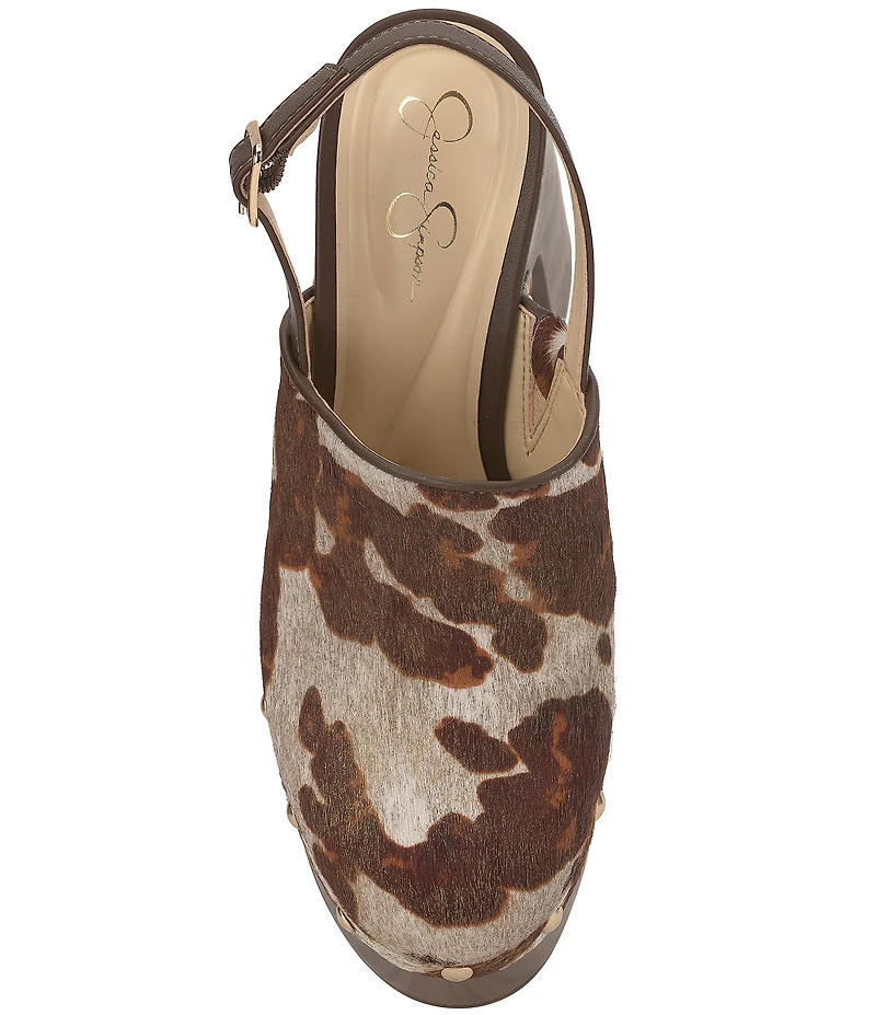 Jessica Simpson Cazea Animal Haircalf Studded Platform Clogs