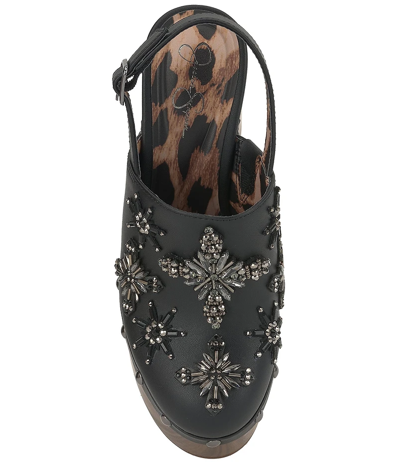 Jessica Simpson Cazea Bead Embellished Rhinestone Platform Clogs