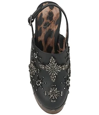 Jessica Simpson Cazea Bead Embellished Rhinestone Platform Clogs