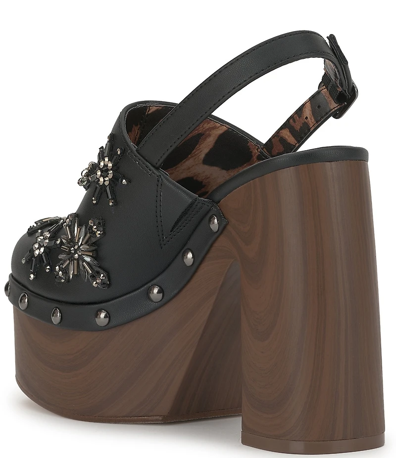 Jessica Simpson Cazea Bead Embellished Rhinestone Platform Clogs