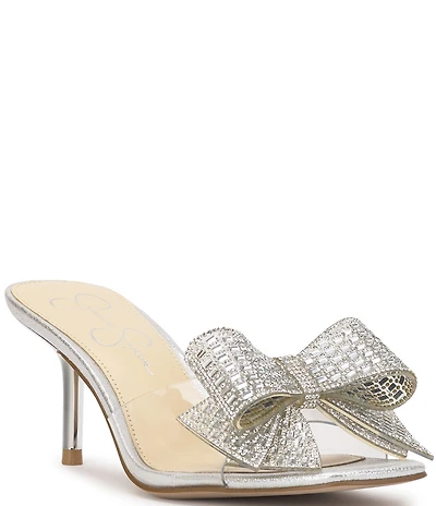 Jessica Simpson Celisha Rhinestone Bow Clear Dress Slide Sandals