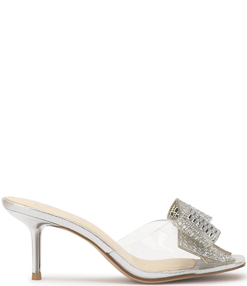 Jessica Simpson Celisha Rhinestone Bow Clear Dress Slide Sandals