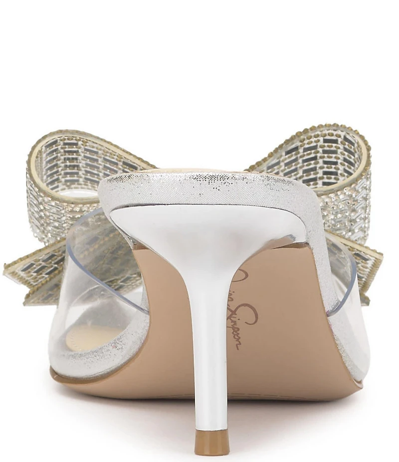 Jessica Simpson Celisha Rhinestone Bow Clear Dress Slide Sandals