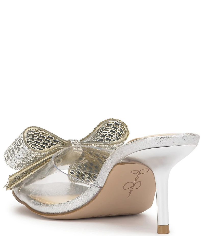 Jessica Simpson Celisha Rhinestone Bow Clear Dress Slide Sandals