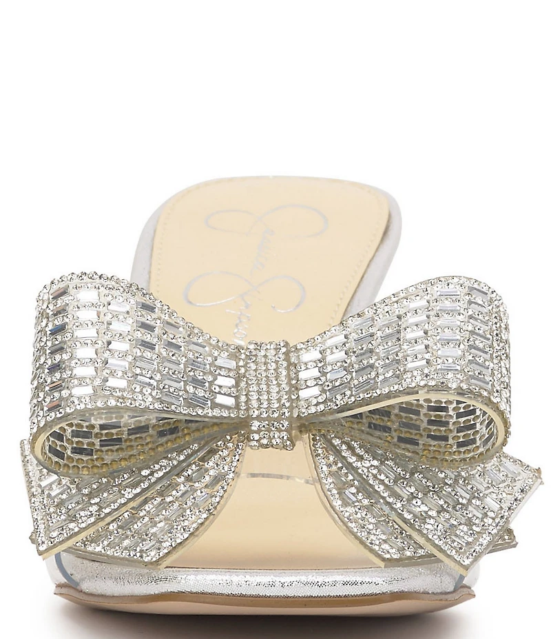 Jessica Simpson Celisha Rhinestone Bow Clear Dress Slide Sandals