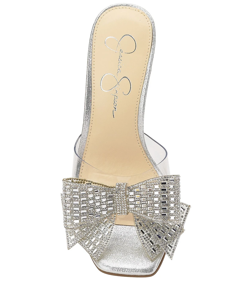 Jessica Simpson Celisha Rhinestone Bow Clear Dress Slide Sandals