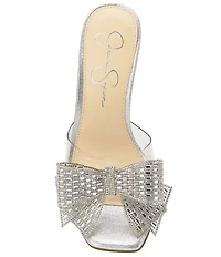 Jessica Simpson Celisha Rhinestone Bow Clear Dress Slide Sandals