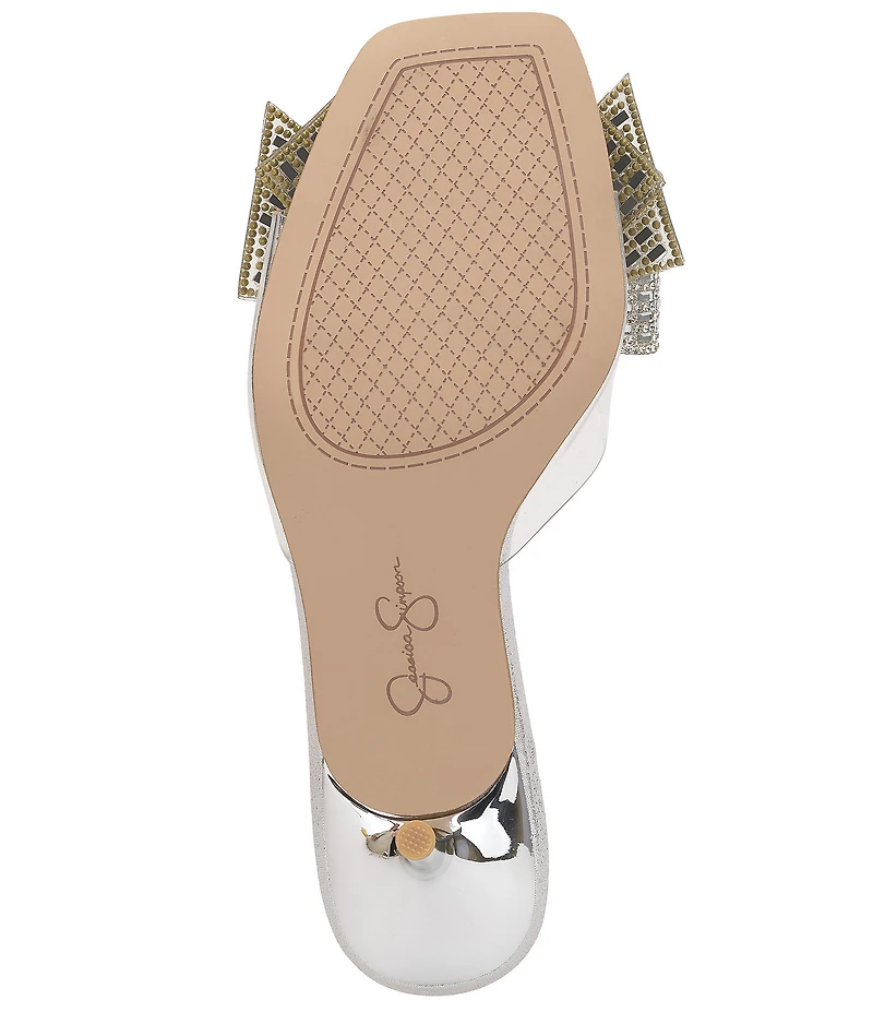 Jessica Simpson Celisha Rhinestone Bow Clear Dress Slide Sandals