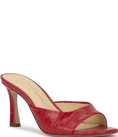 Jessica Simpson Cennet Croco Embossed Slide Dress Sandals