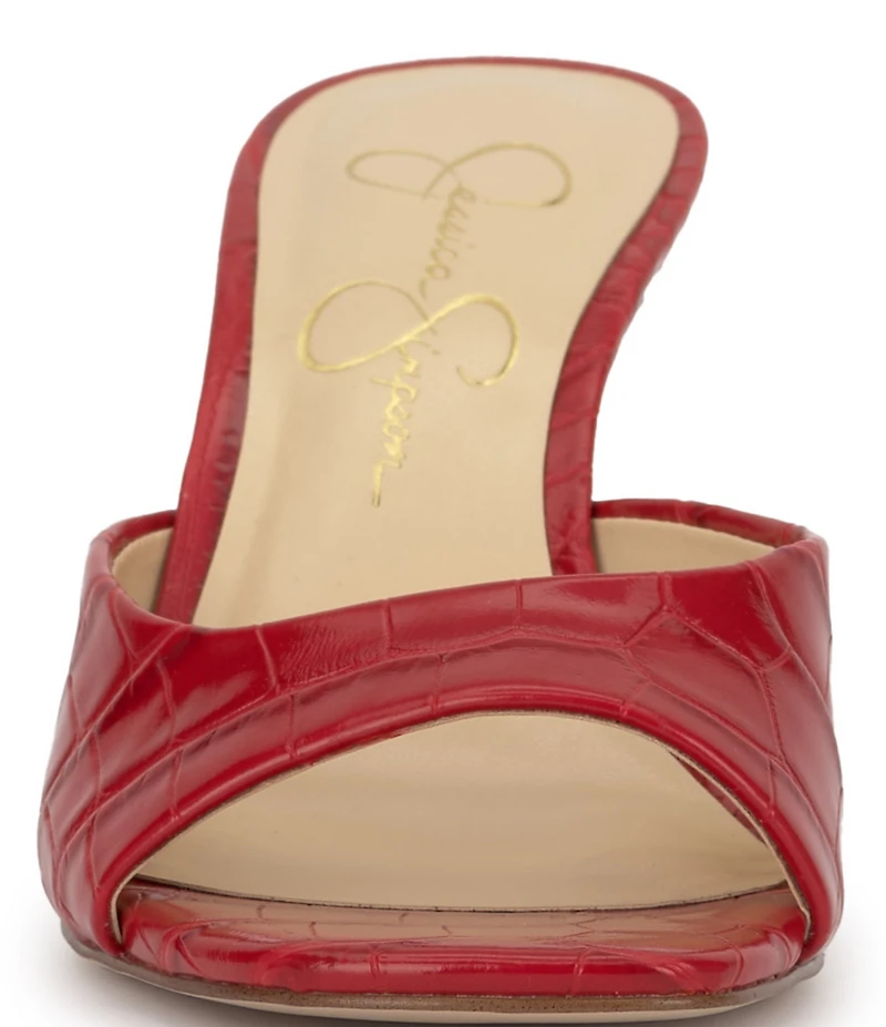 Jessica Simpson Cennet Croco Embossed Slide Dress Sandals