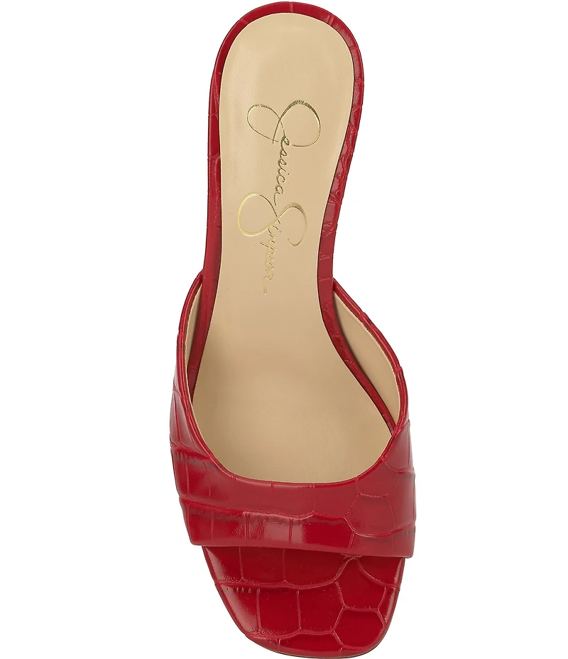 Jessica Simpson Cennet Croco Embossed Slide Dress Sandals