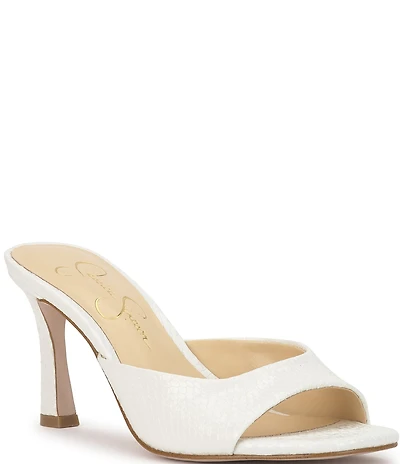 Jessica Simpson Cennet Lizard Embossed Slide Dress Sandals