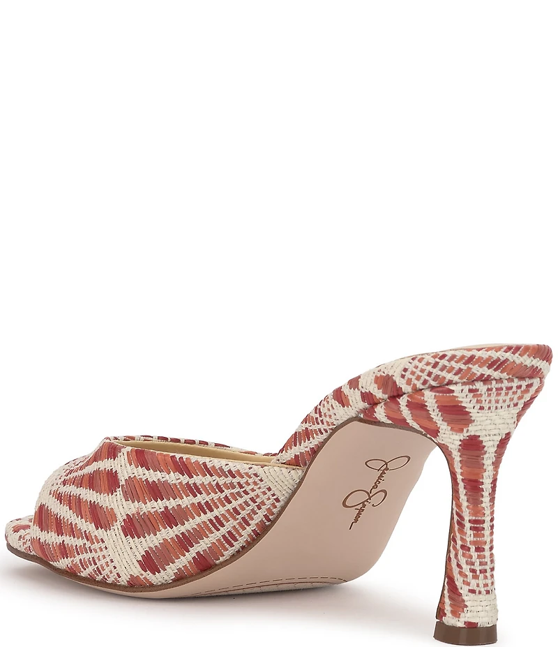 Jessica Simpson Cennet Patterned Raffia Slide Dress Sandals