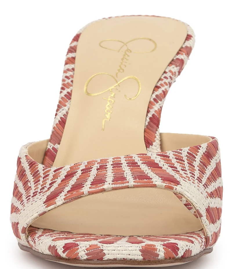 Jessica Simpson Cennet Patterned Raffia Slide Dress Sandals