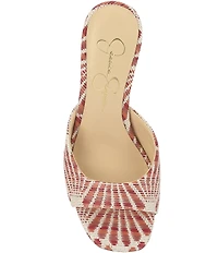 Jessica Simpson Cennet Patterned Raffia Slide Dress Sandals