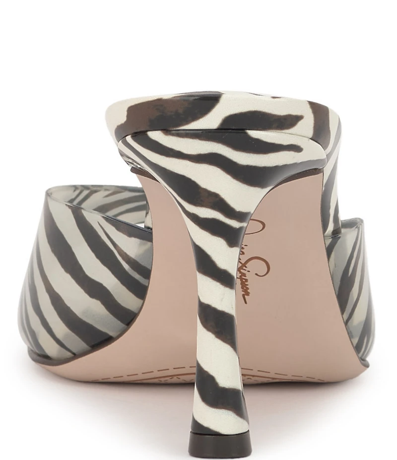 Jessica Simpson Cennet Vinyl Zebra Print Slide Dress Sandals