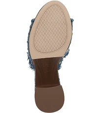 Jessica Simpson Cezia Denim Frayed Studded Detail Platform Block Heel Sandals