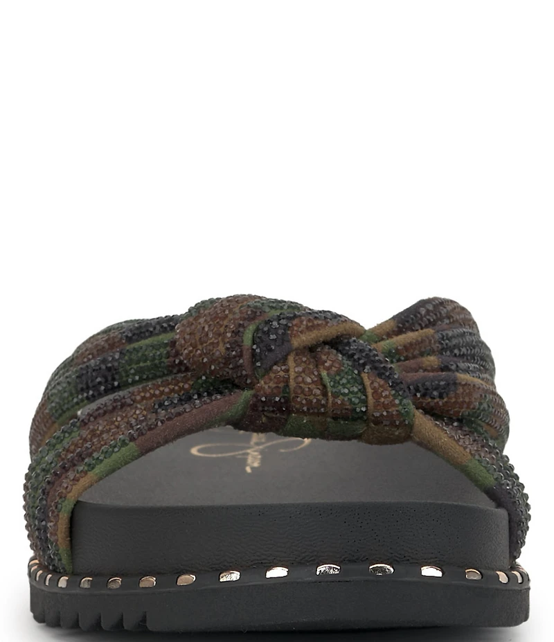Jessica Simpson Cilleva Camo Print Rhinestone Knotted Slide Sandals