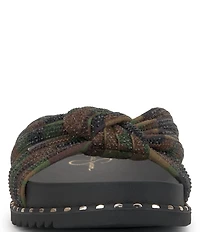 Jessica Simpson Cilleva Camo Print Rhinestone Knotted Slide Sandals